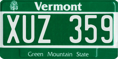VT license plate XUZ359