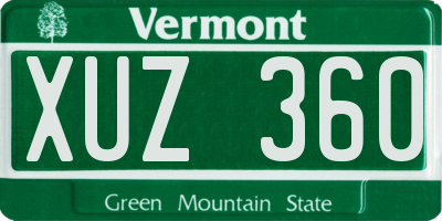 VT license plate XUZ360
