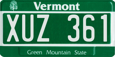 VT license plate XUZ361