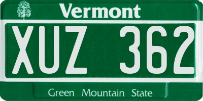 VT license plate XUZ362
