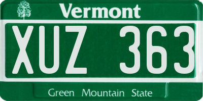 VT license plate XUZ363