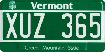 VT license plate XUZ365