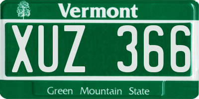 VT license plate XUZ366