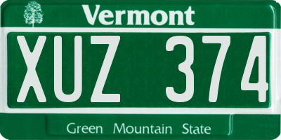 VT license plate XUZ374