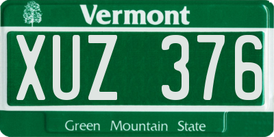 VT license plate XUZ376