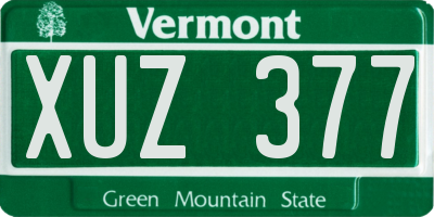 VT license plate XUZ377
