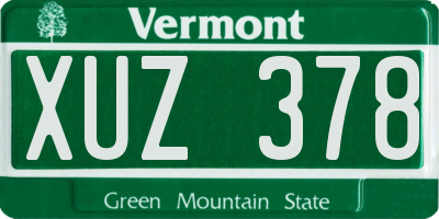 VT license plate XUZ378