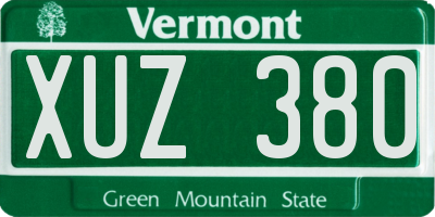 VT license plate XUZ380