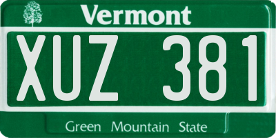 VT license plate XUZ381