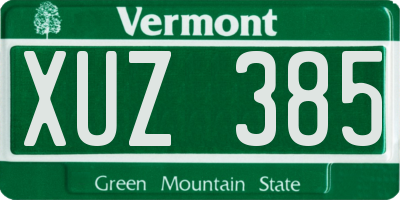 VT license plate XUZ385