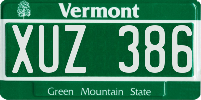 VT license plate XUZ386