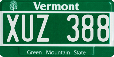 VT license plate XUZ388