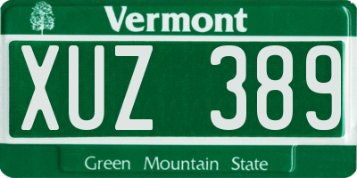VT license plate XUZ389