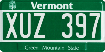 VT license plate XUZ397