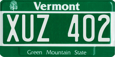 VT license plate XUZ402