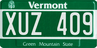 VT license plate XUZ409