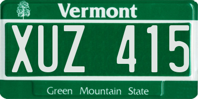 VT license plate XUZ415