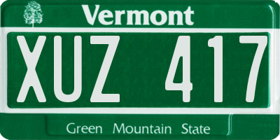 VT license plate XUZ417