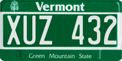 VT license plate XUZ432