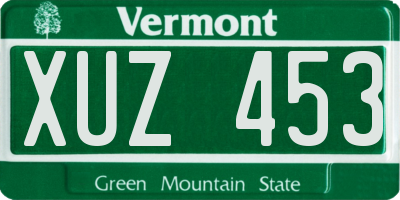 VT license plate XUZ453