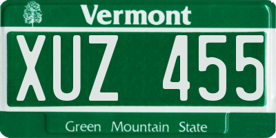 VT license plate XUZ455