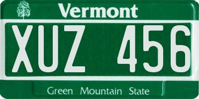 VT license plate XUZ456