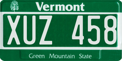 VT license plate XUZ458