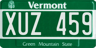 VT license plate XUZ459