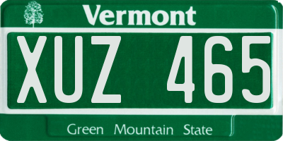 VT license plate XUZ465