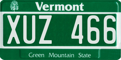 VT license plate XUZ466