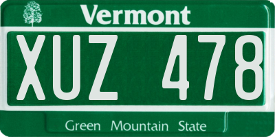 VT license plate XUZ478