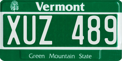 VT license plate XUZ489