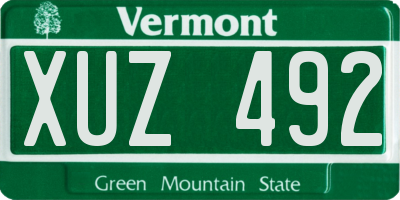 VT license plate XUZ492
