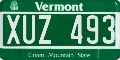 VT license plate XUZ493