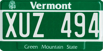 VT license plate XUZ494