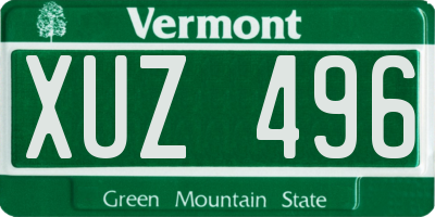VT license plate XUZ496
