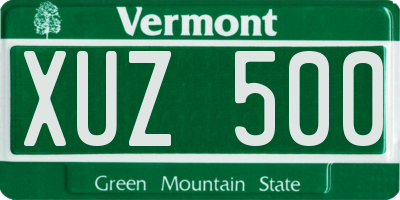 VT license plate XUZ500