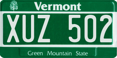VT license plate XUZ502