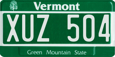 VT license plate XUZ504
