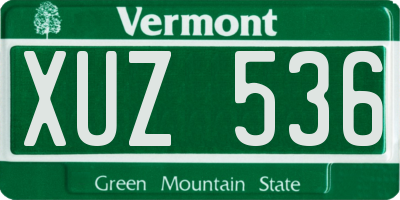 VT license plate XUZ536