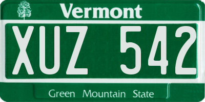 VT license plate XUZ542