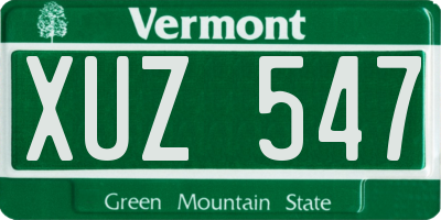 VT license plate XUZ547