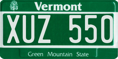 VT license plate XUZ550