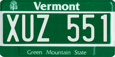 VT license plate XUZ551