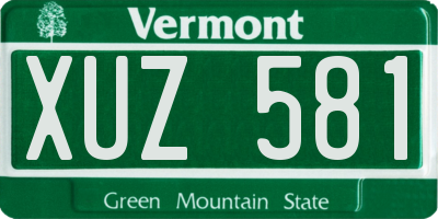 VT license plate XUZ581