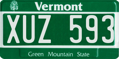 VT license plate XUZ593