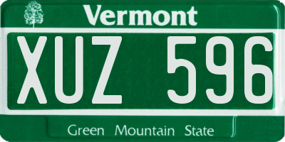 VT license plate XUZ596