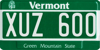 VT license plate XUZ600