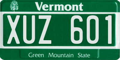 VT license plate XUZ601