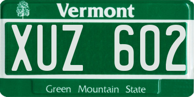 VT license plate XUZ602